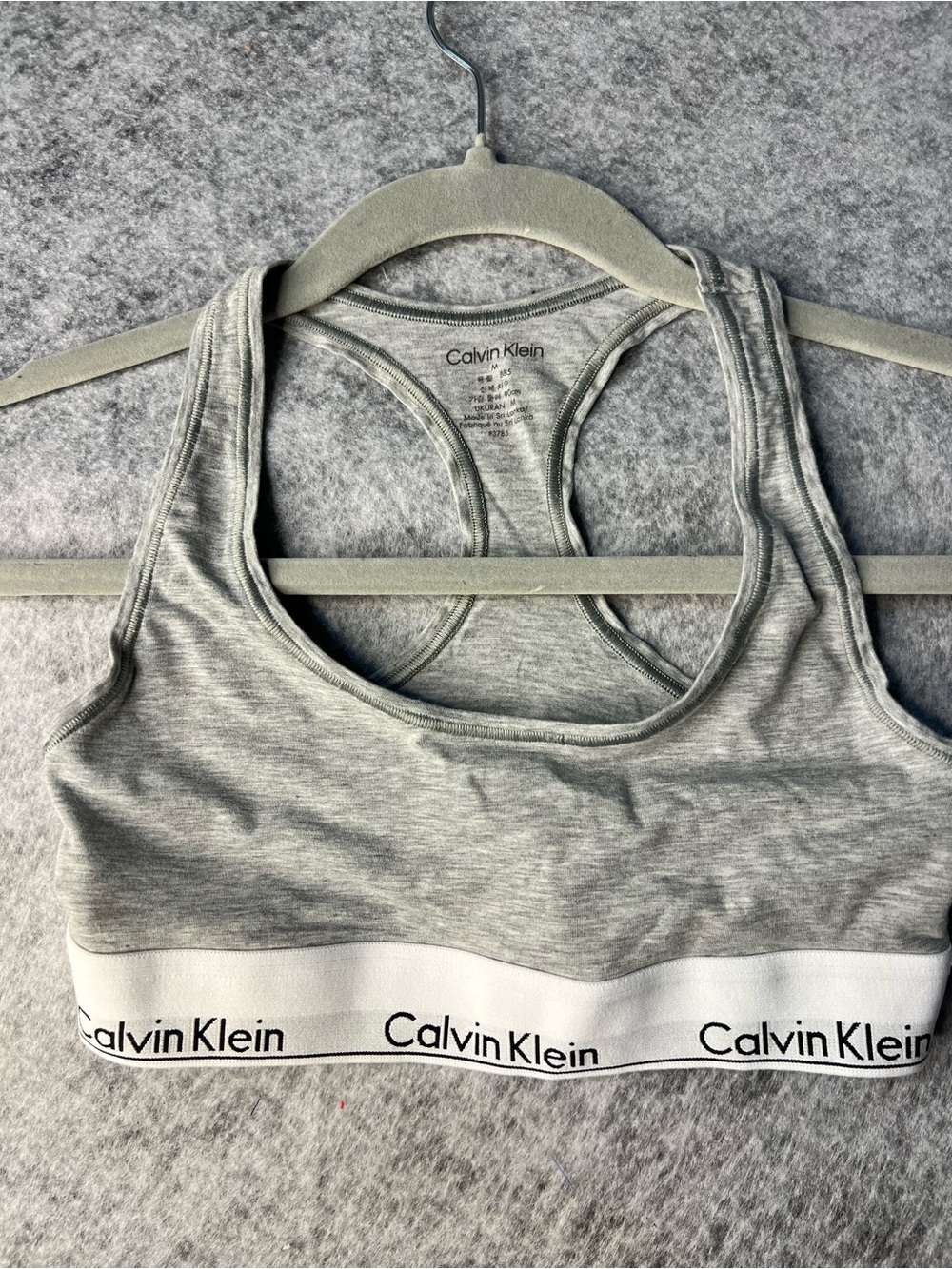 Calvin Klein Light Gray Racerback Logo Sports Bralette